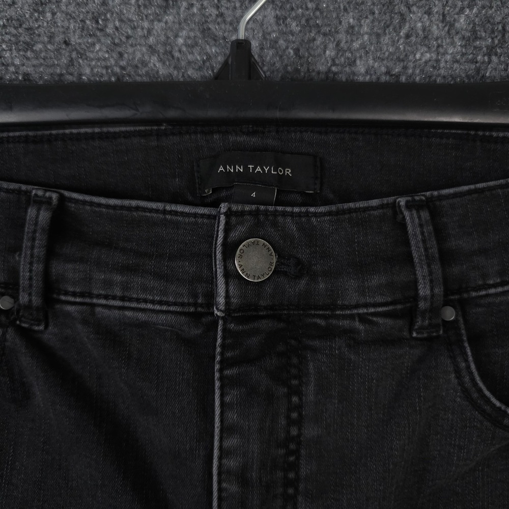 Ann Taylor Jeans Womens 4 Black The Skinny Crop Stretch Denim Raw Hem Casual - Picture 11 of 12
